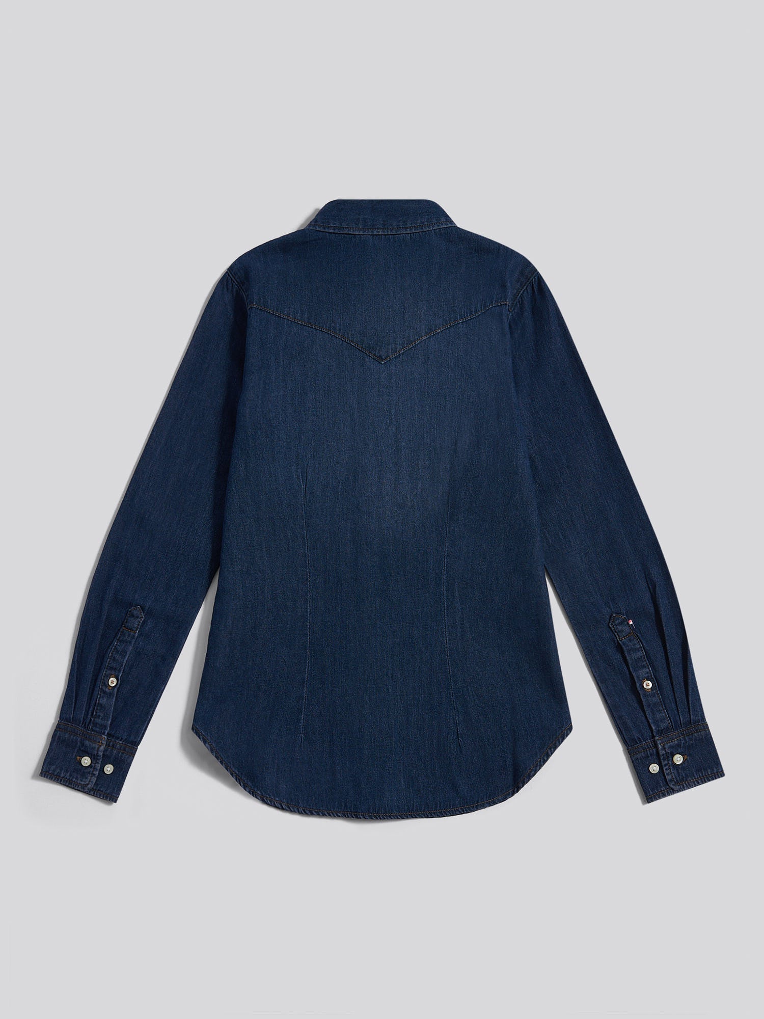 Womens Denim Shirt in Dark Blue Wash