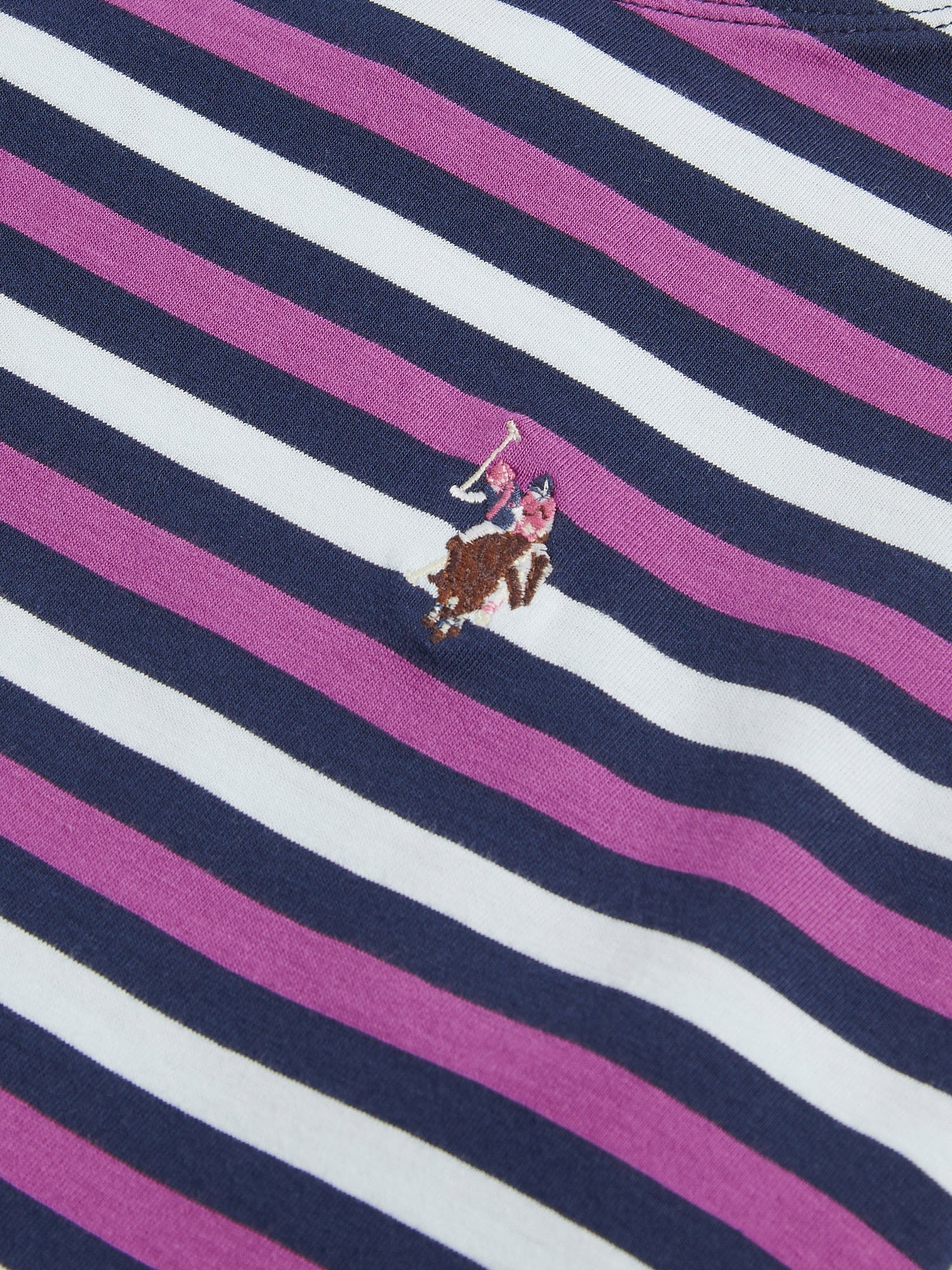Womens Multicolour Stripe Long Sleeve Boatneck T-Shirt in Navy Iris