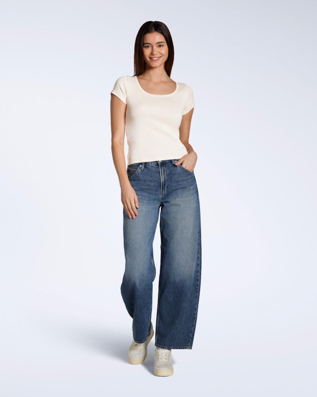 Ribbed Scoop Neck T-Shirt