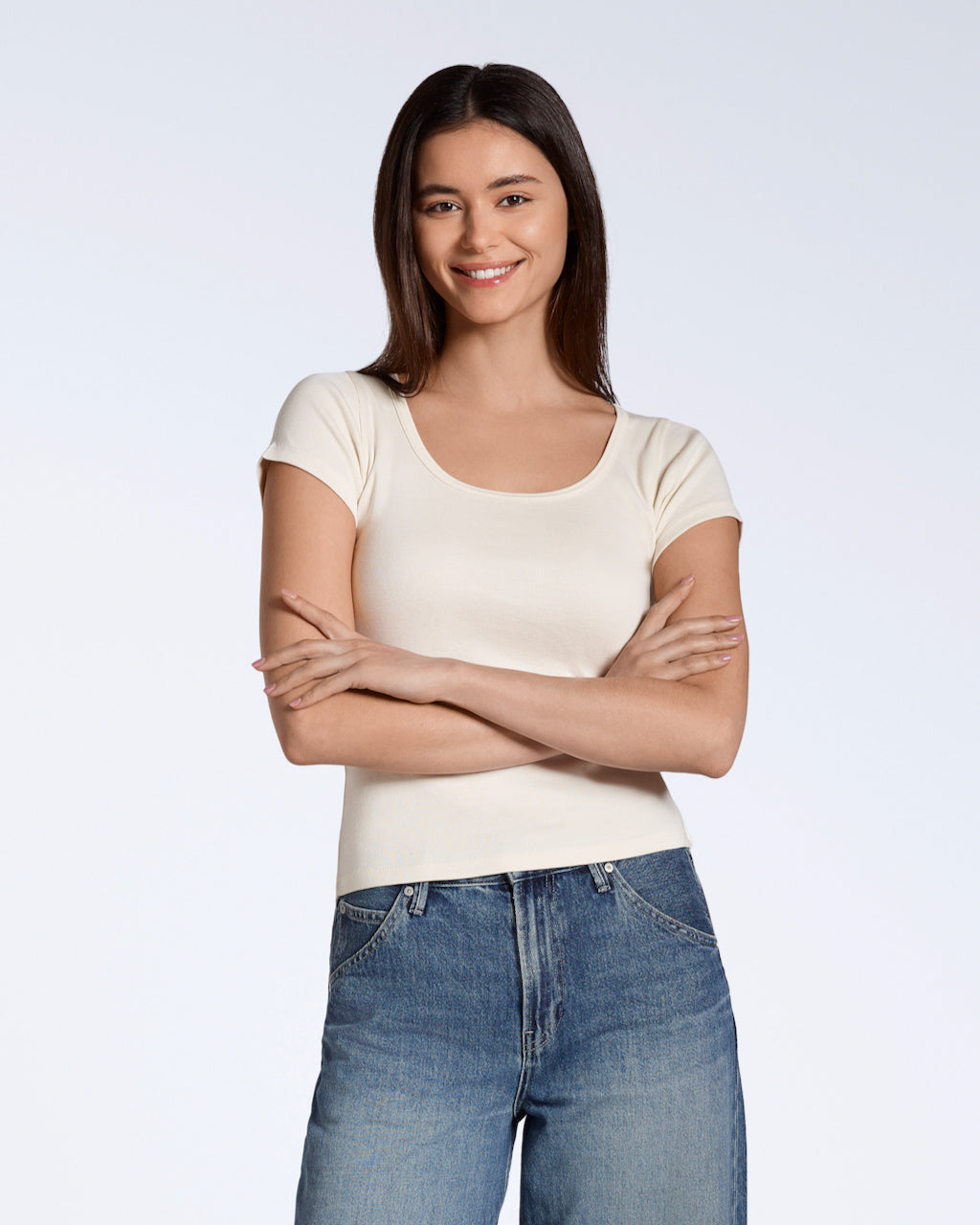 Ribbed Scoop Neck T-Shirt