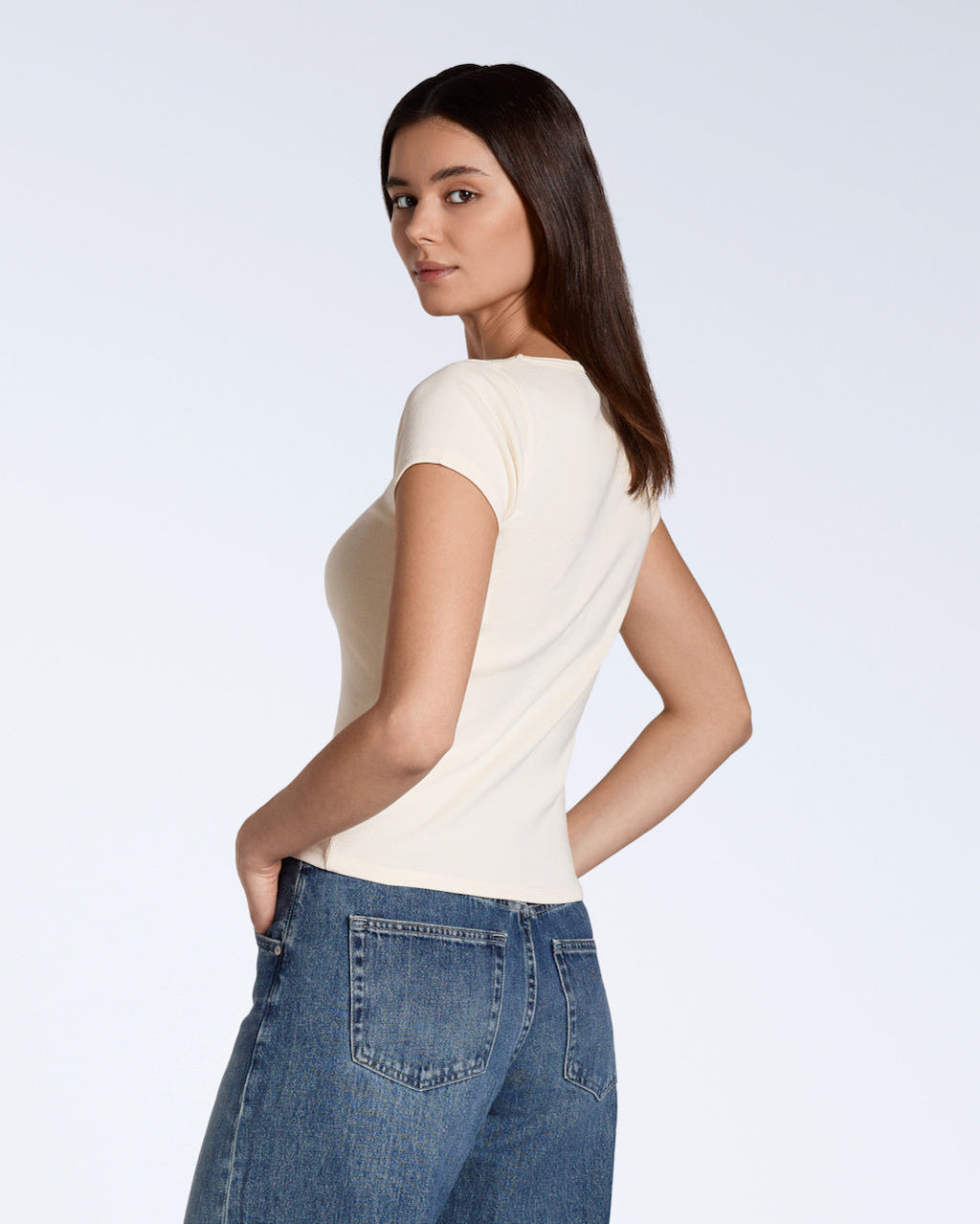 Ribbed Scoop Neck T-Shirt