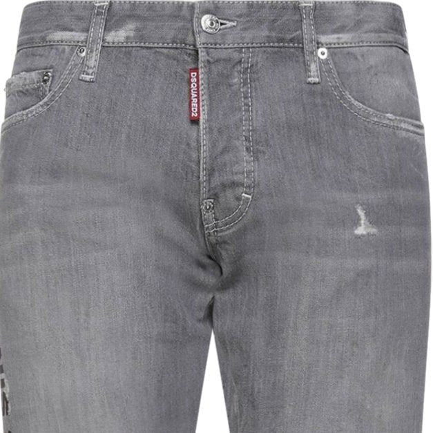 DSquared2 'Slim' Typo Distressed Stitch Grey Jeans
