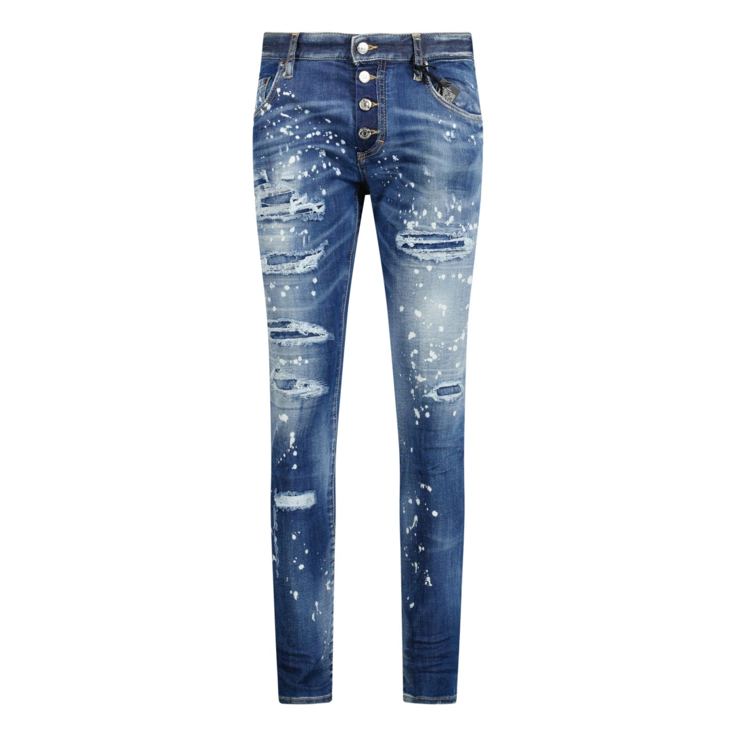 DSquared2 'Super Twinky Jean' Brown Patch Paint Splatter Jeans Blue