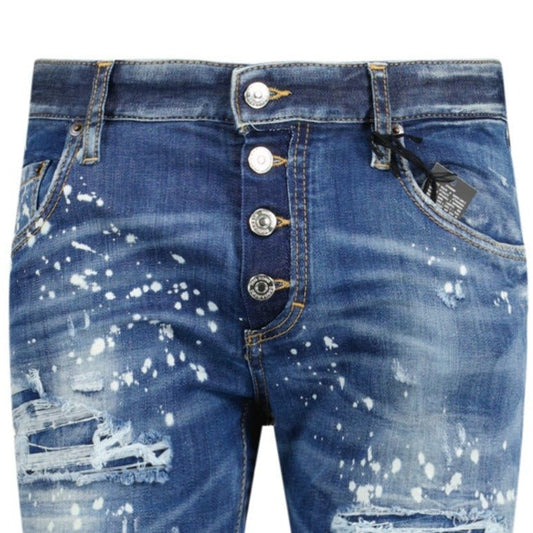 DSquared2 'Super Twinky Jean' Brown Patch Paint Splatter Jeans Blue