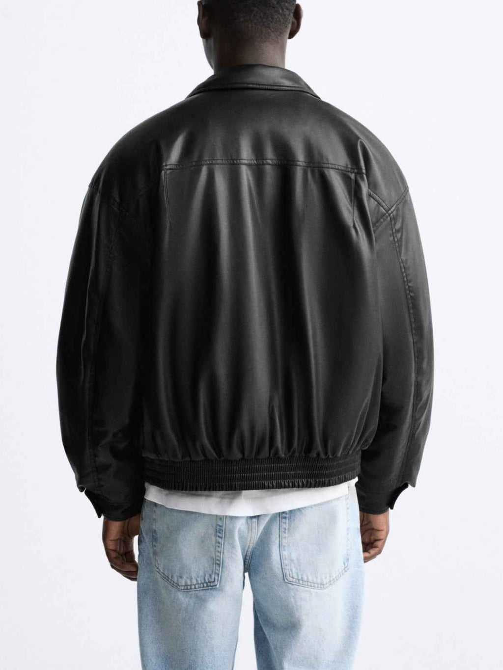 Men's Faux Leather Lapel Cotton Jacket – Black European & American Style