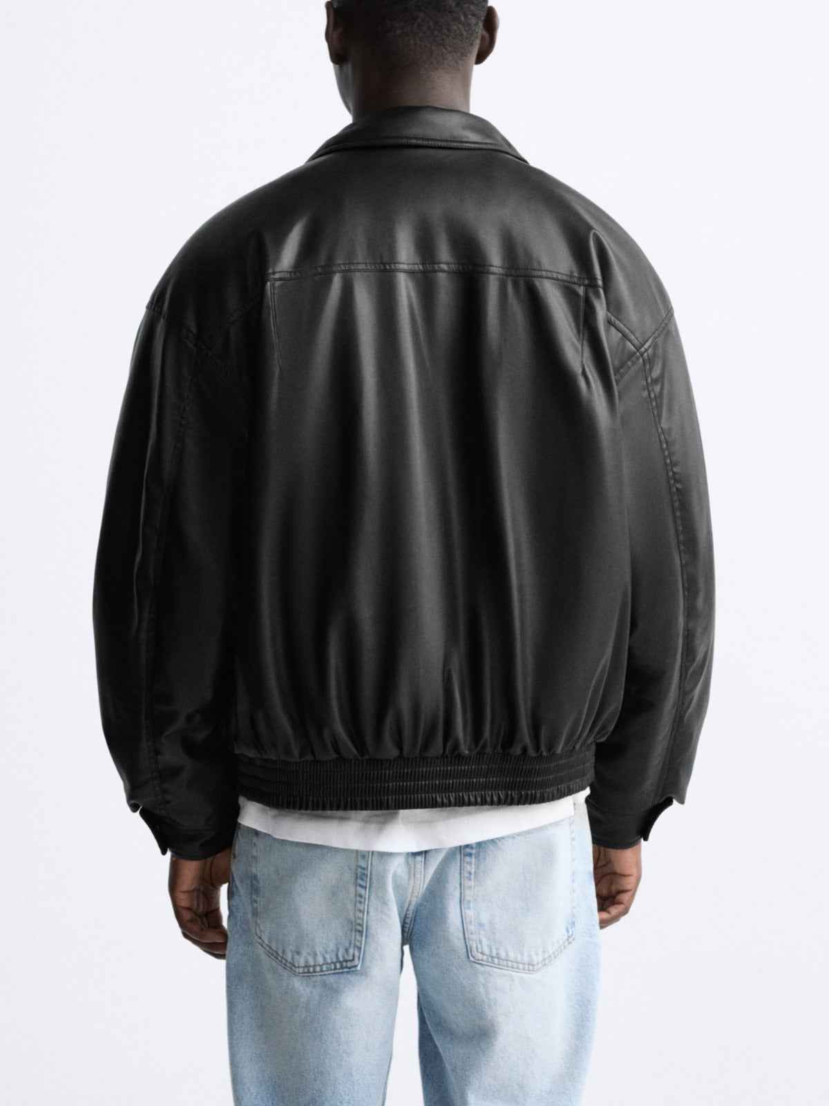 Men's Faux Leather Lapel Cotton Jacket – Black European & American Style