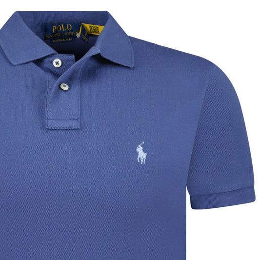 Polo Ralph Lauren Cotton Mesh Custom Fit Polo Shirt in Light Navy