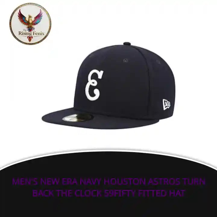 Men's New Era Navy Houston Astros Turn Back The Clock 59FIFTY Fitted Hat by@Outfy