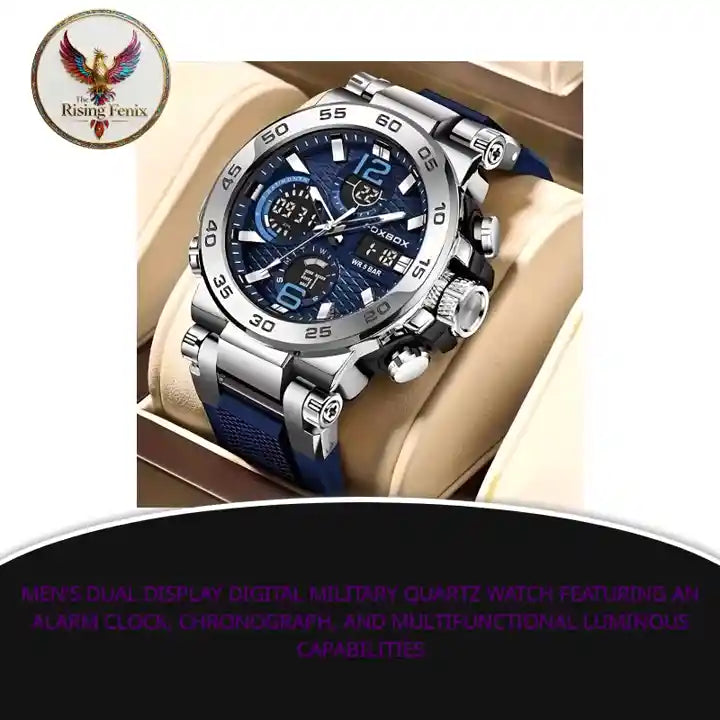 Men's Dual Display Digital Military Quartz Watch Featuring an Alarm Clock, Chronograph, And Multifunctional Luminous Capabilities by@Outfy