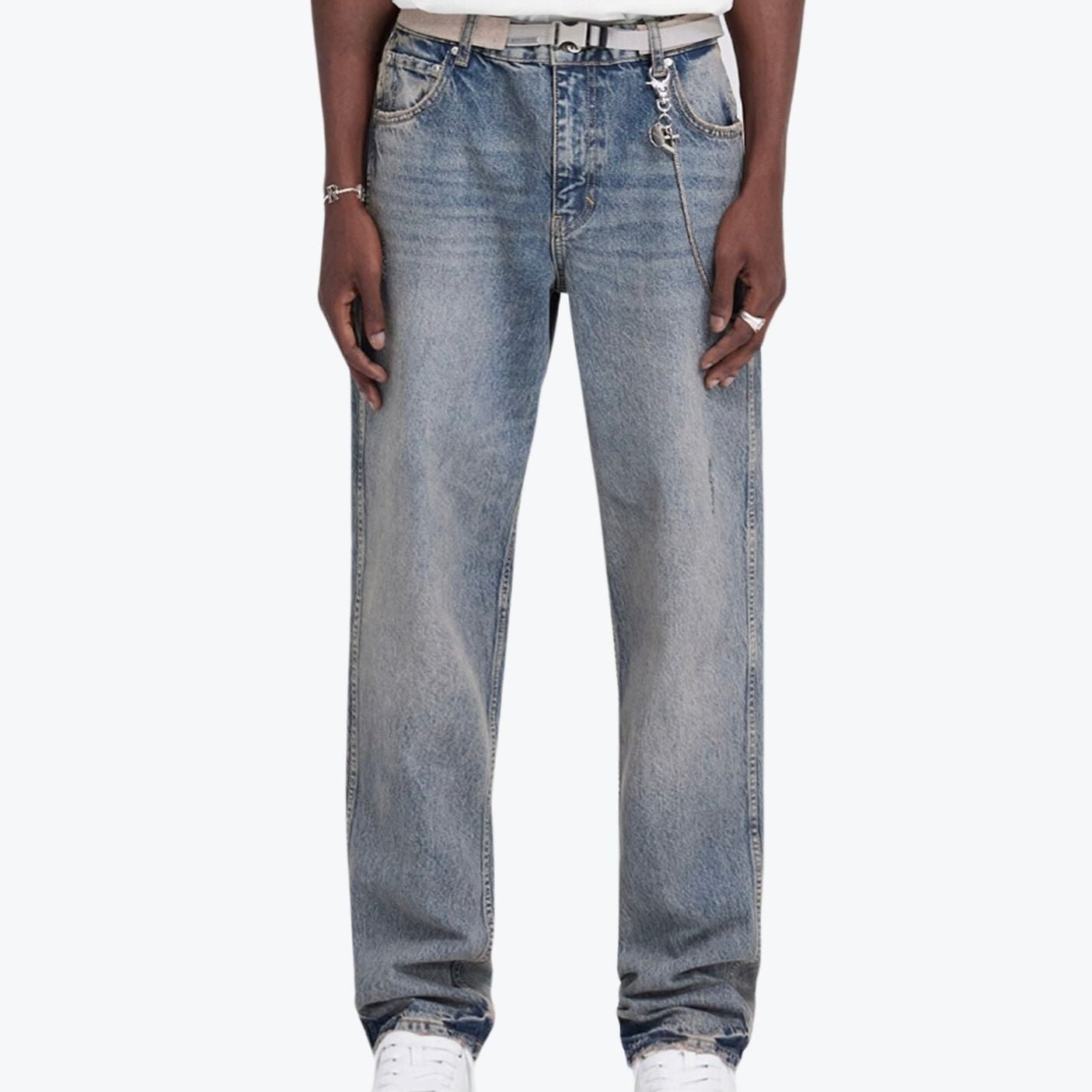 Represent R2 Straight Leg Denim Jeans Mid Blue