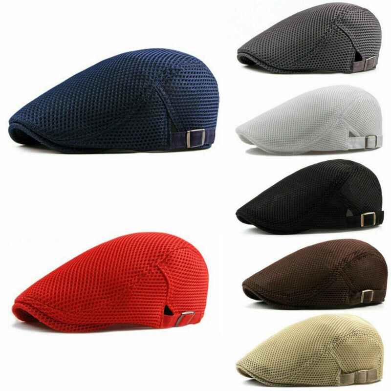 Men Mesh Hat Flat Cap Golf Driving Breathable
