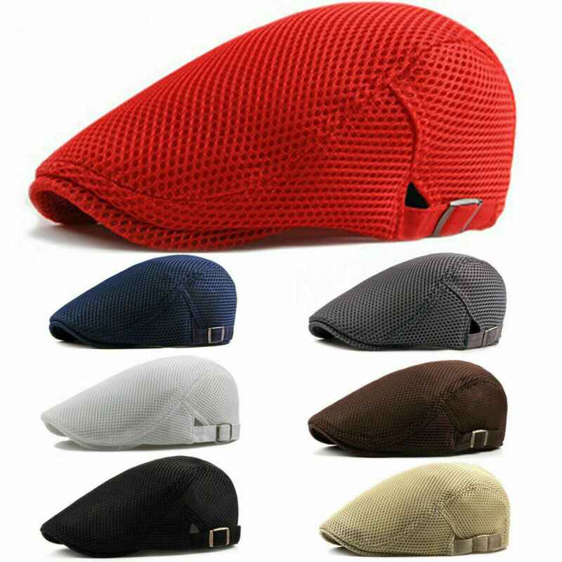 Men Mesh Hat Flat Cap Golf Driving Breathable