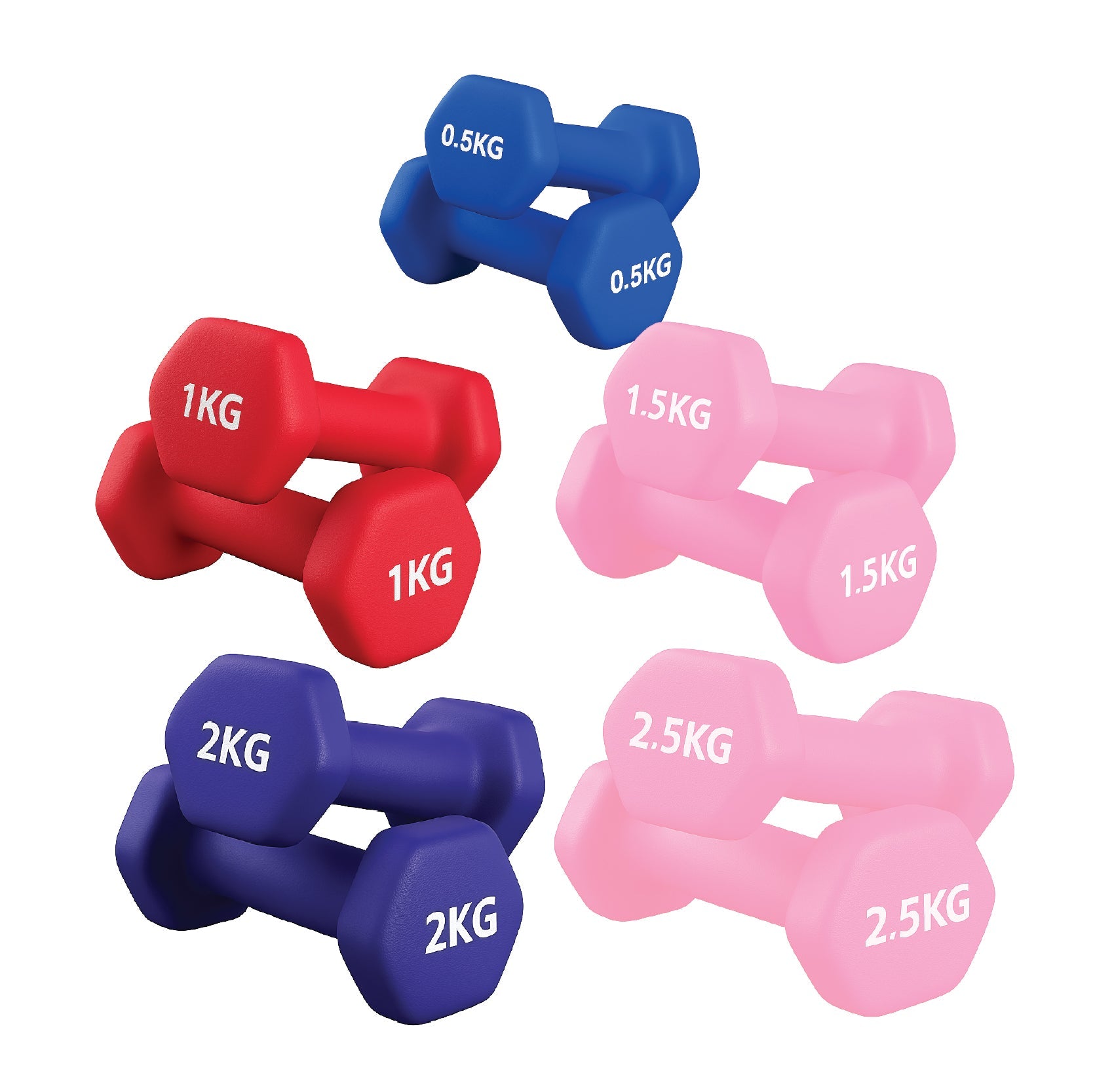 Neoprene Hex Dumbbells Pair & Set (0.5kg–10kg) – Anti-Roll, Non-Slip Grip, Strength Training Weights