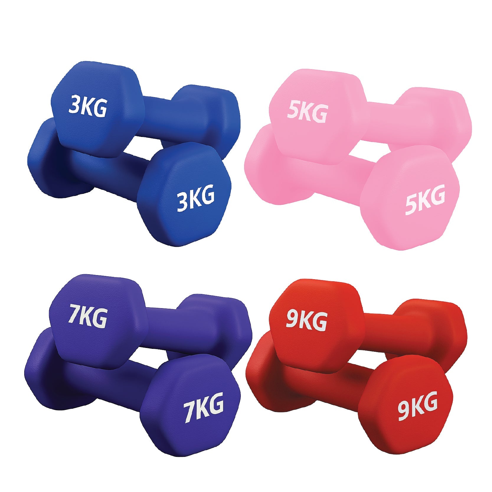 Neoprene Hex Dumbbells Pair & Set (0.5kg–10kg) – Anti-Roll, Non-Slip Grip, Strength Training Weights