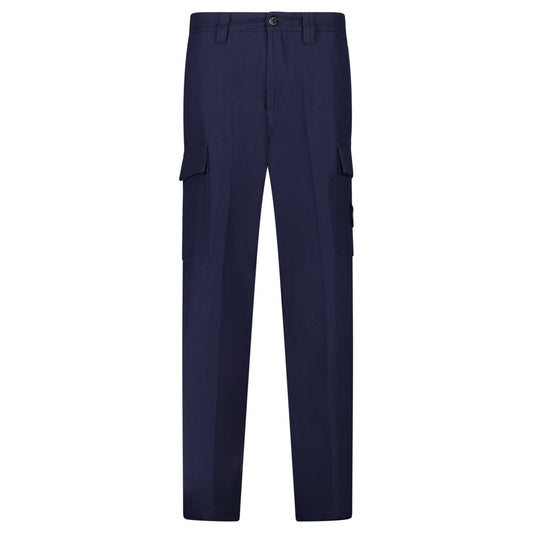 Stone Island Anama Cotton Cargo Trousers in Navy
