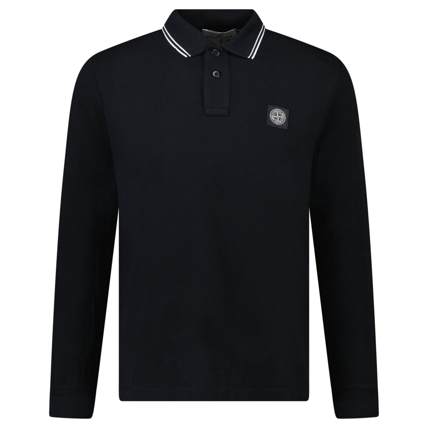 Stone Island Long-Sleeve Polo Shirt in Black