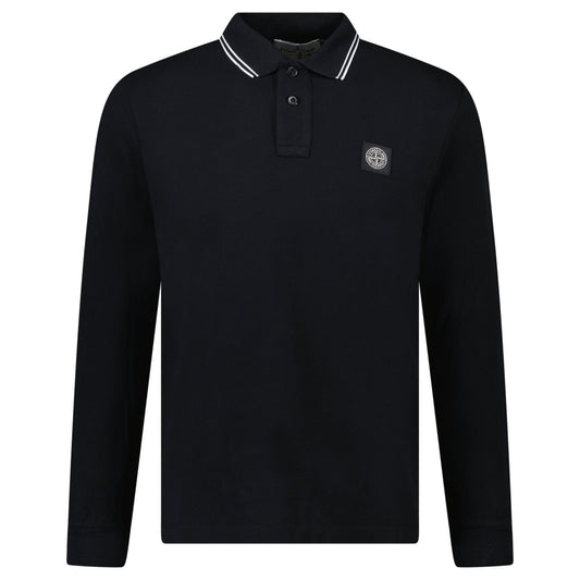 Stone Island Long-Sleeve Polo Shirt in Black