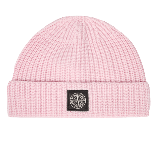 Stone Island Pink Beanie with Compass Patch