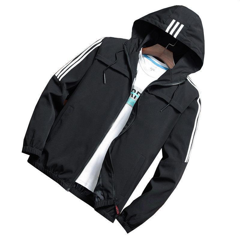 Three Stripe Hooded Rain Windbreaker Jacket