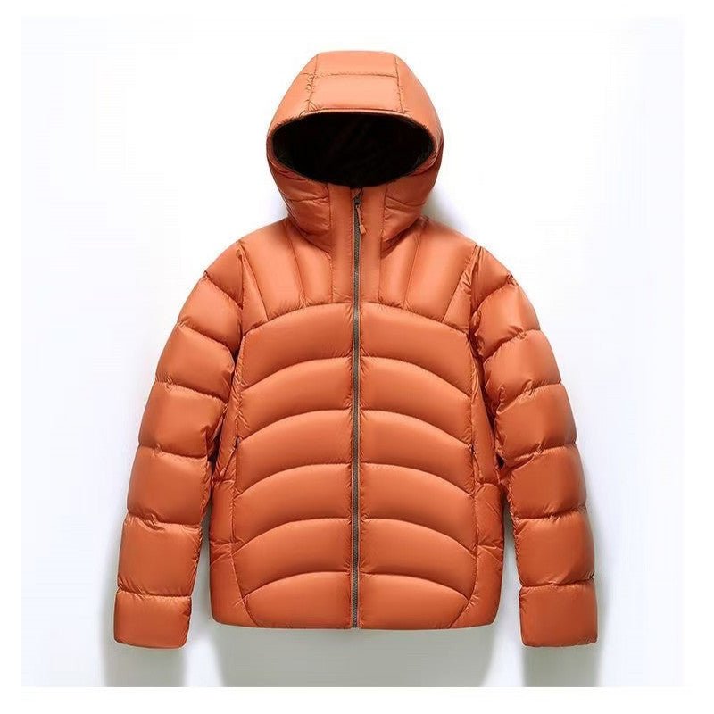 Hooded Down Jacket  Couple Style Ribbed Design
