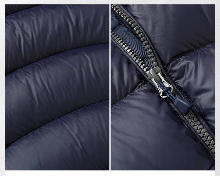 Hooded Down Jacket  Couple Style Ribbed Design