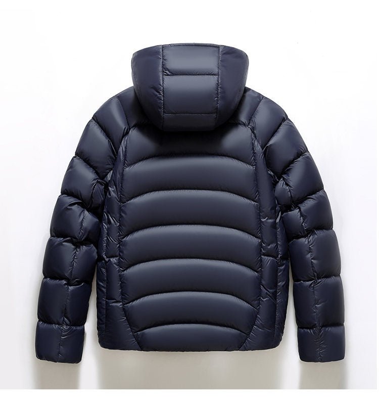 Hooded Down Jacket  Couple Style Ribbed Design