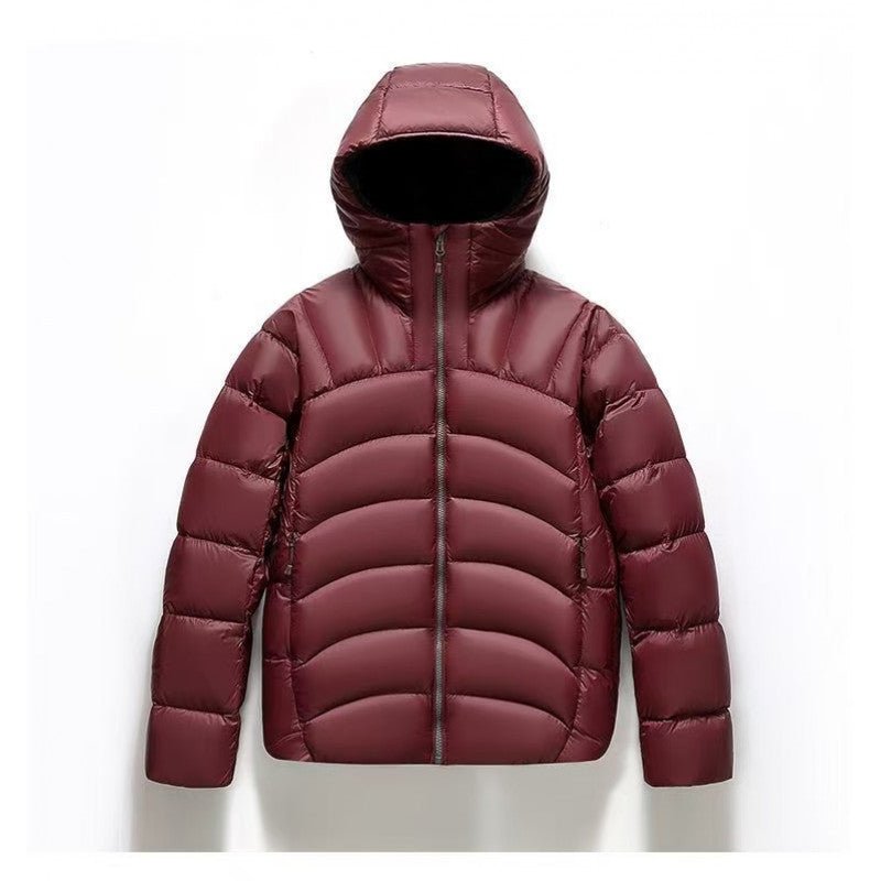 Hooded Down Jacket  Couple Style Ribbed Design