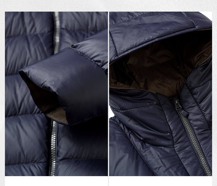 Hooded Down Jacket  Couple Style Ribbed Design
